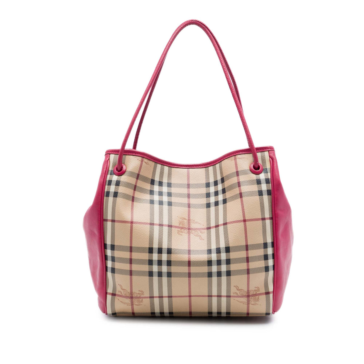Burberry Small Haymarket Check Coated Canvas and Calfskin Canterbury Tote