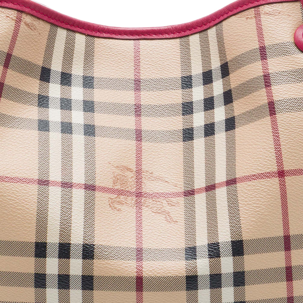 Burberry Small Haymarket Check Coated Canvas and Calfskin Canterbury Tote