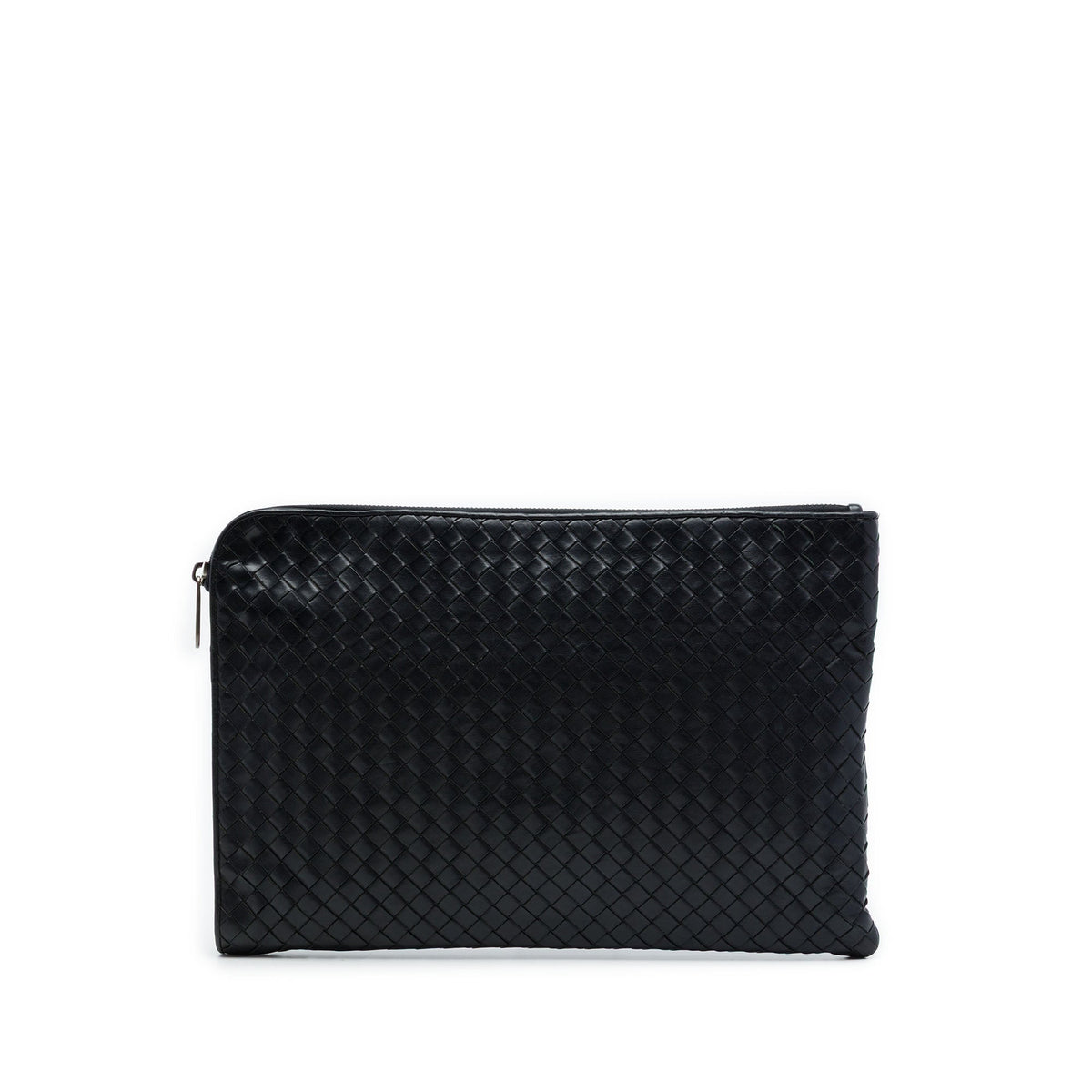 Bottega Veneta Nappa Intrecciato Portfolio Flap Clutch — Black