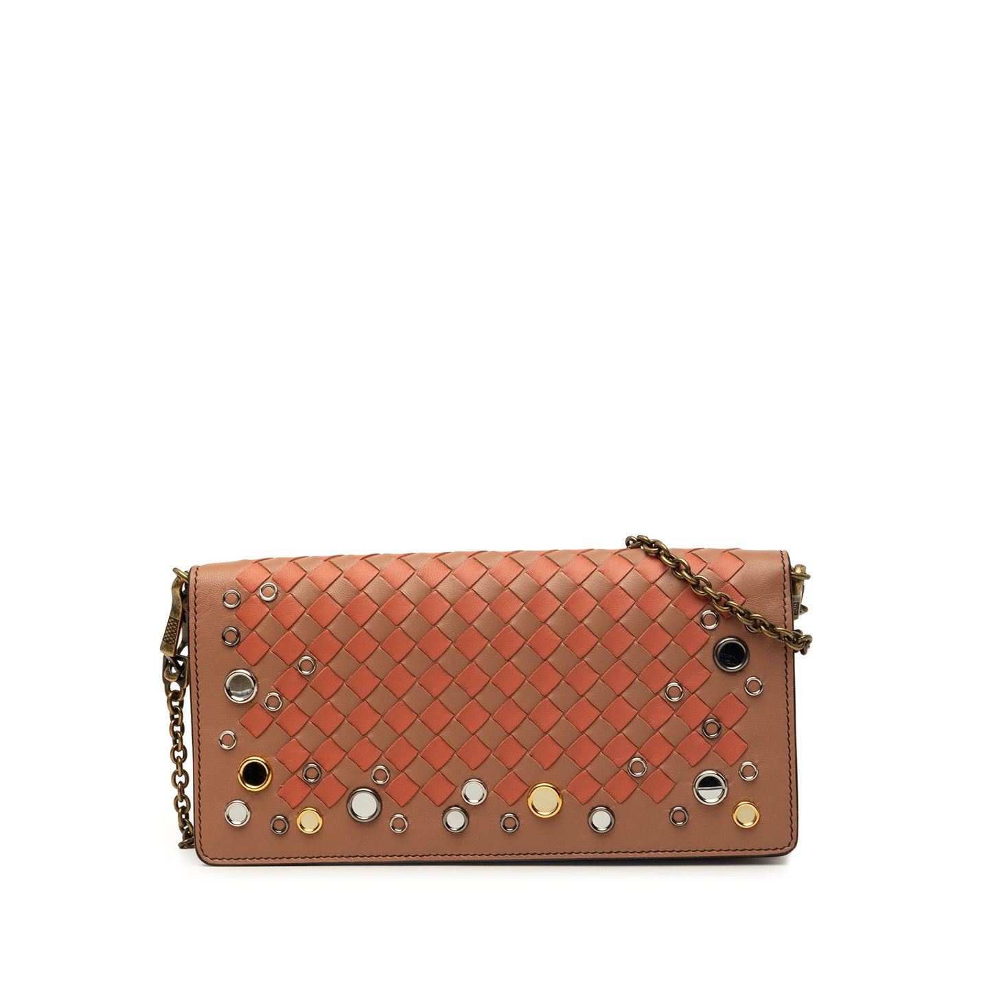 Bottega Veneta Nappa Intrecciato Studded Wallet on Chain