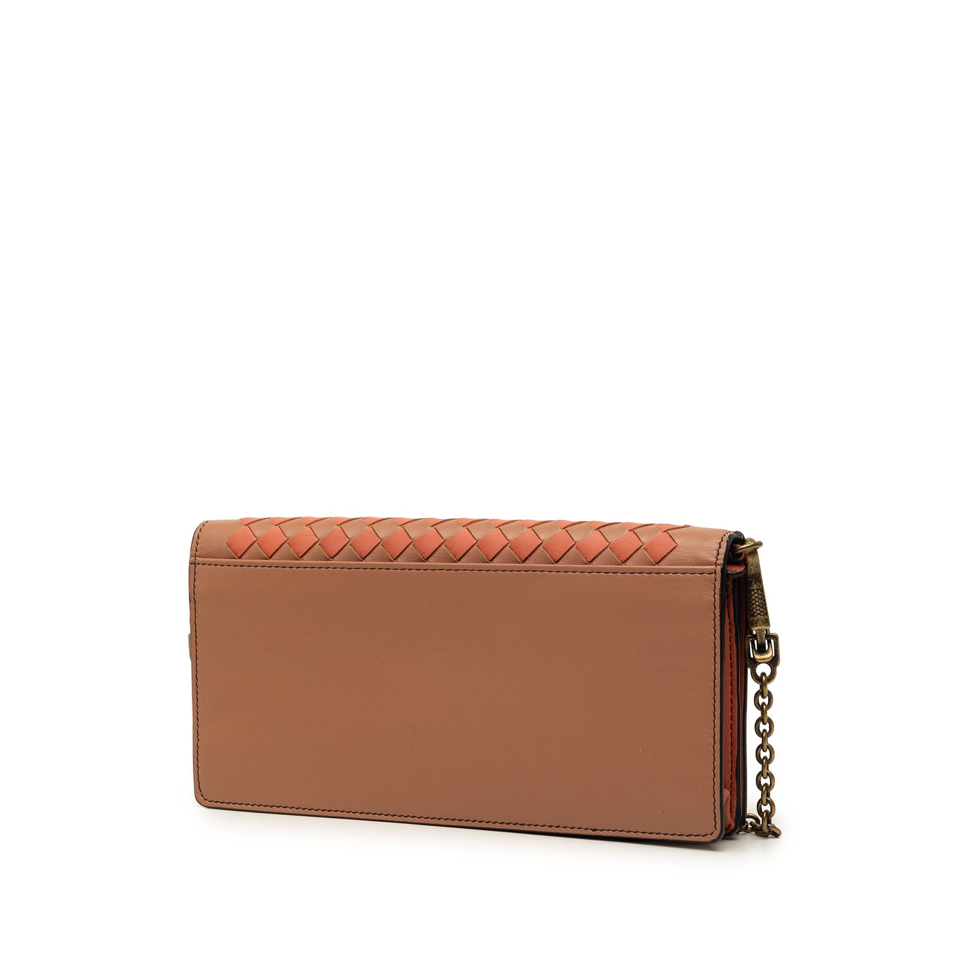 Bottega Veneta Nappa Intrecciato Studded Wallet on Chain