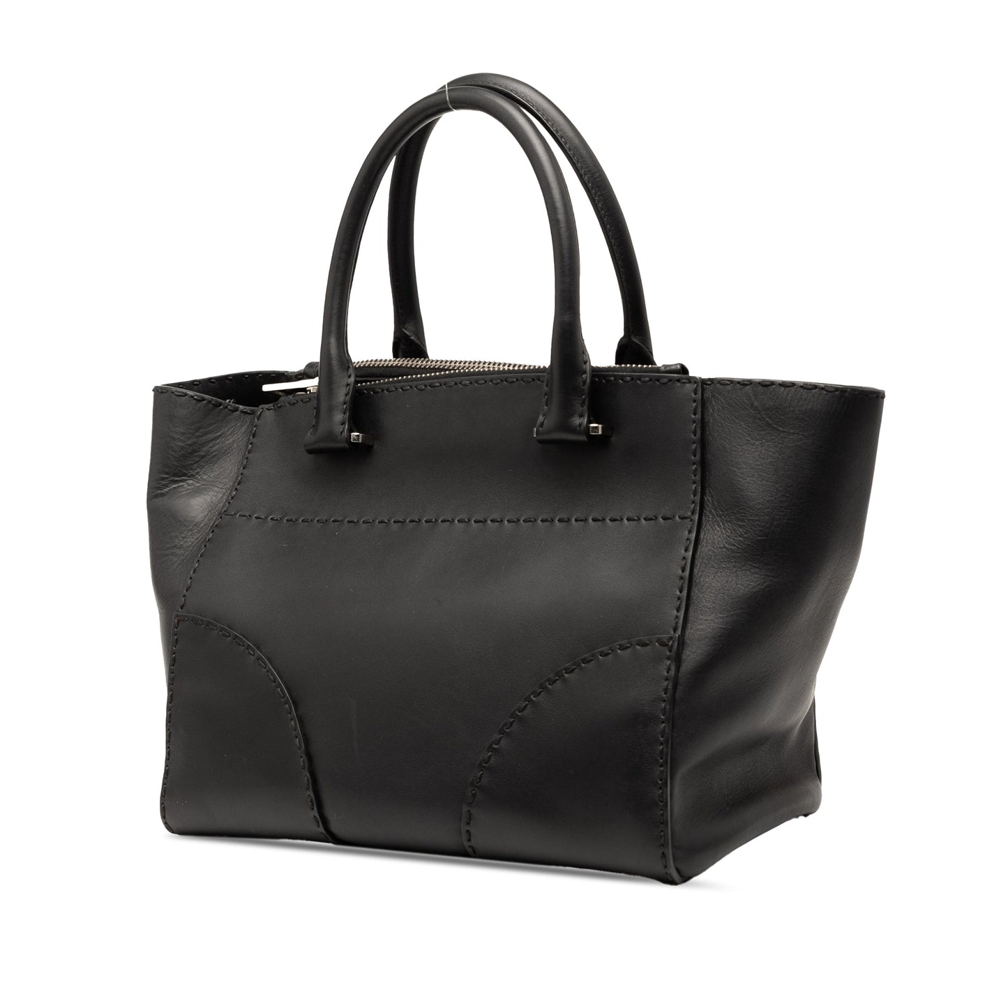 Prada Small City Calf Stitched Twin Pocket Satchel