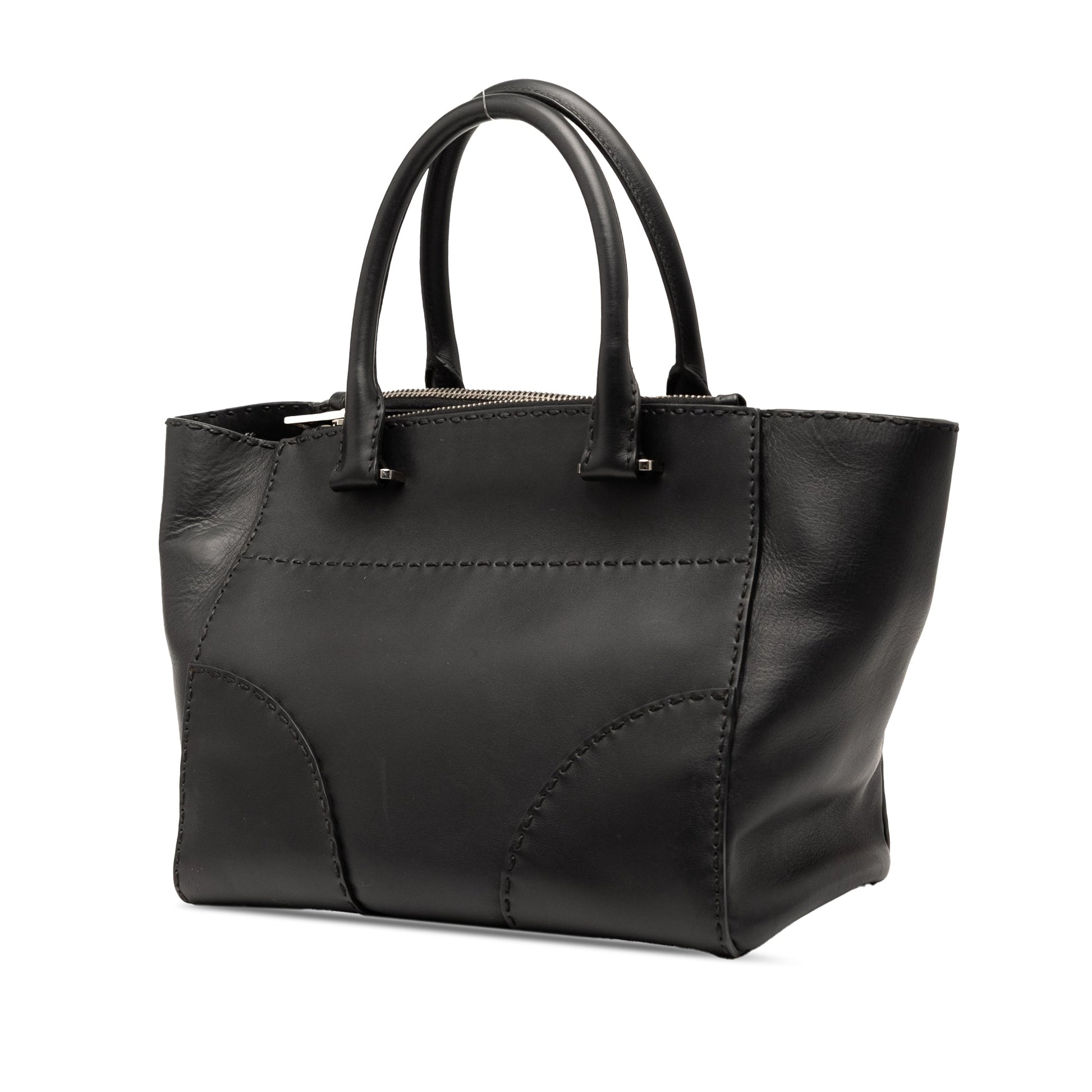 Prada Small City Calf Stitched Twin Pocket Satchel