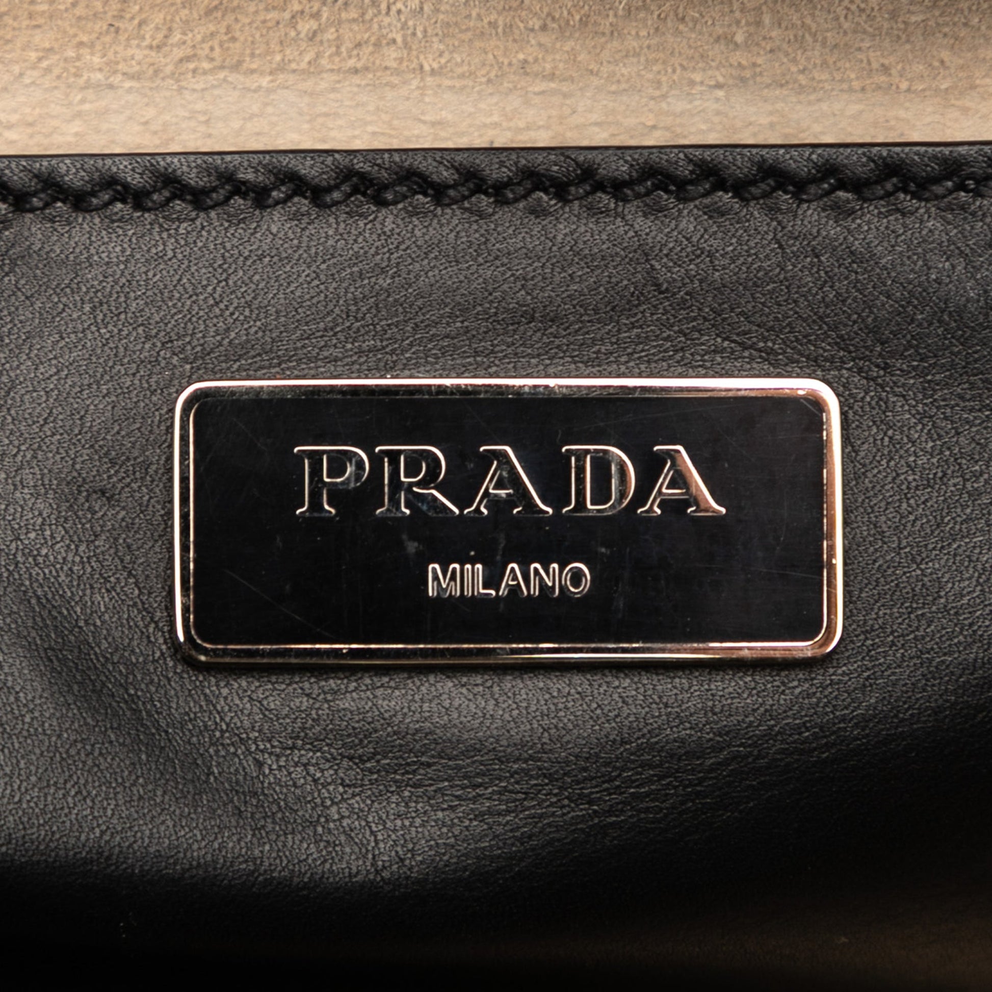 Prada Small City Calf Stitched Twin Pocket Satchel