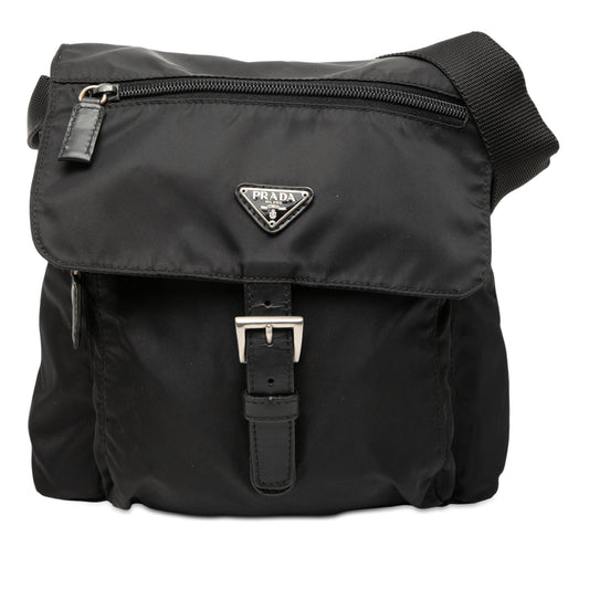 Prada Tessuto Zip Buckle Messenger Bag