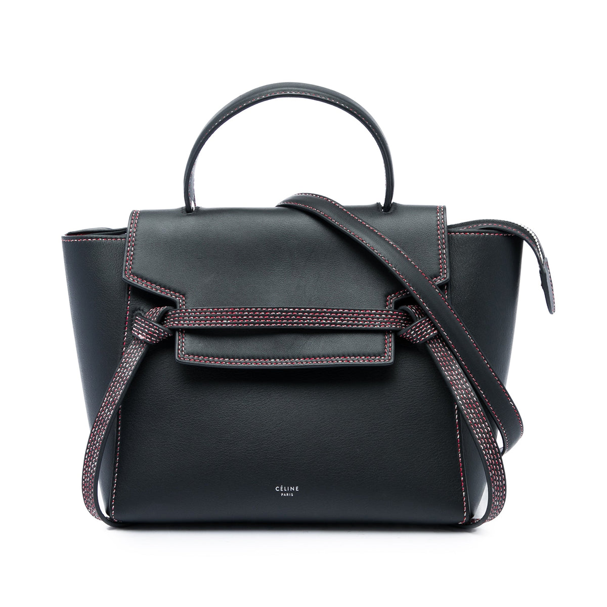 Celine Micro Grained Calfskin Stitch Belt Bag — Black