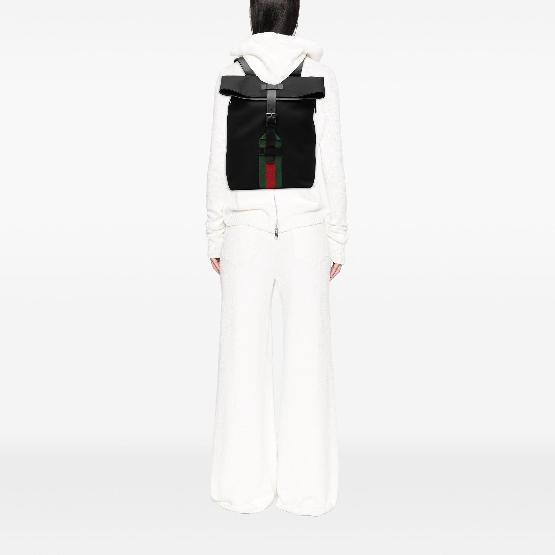 Gucci Canvas Techno Web Fold Over Backpack