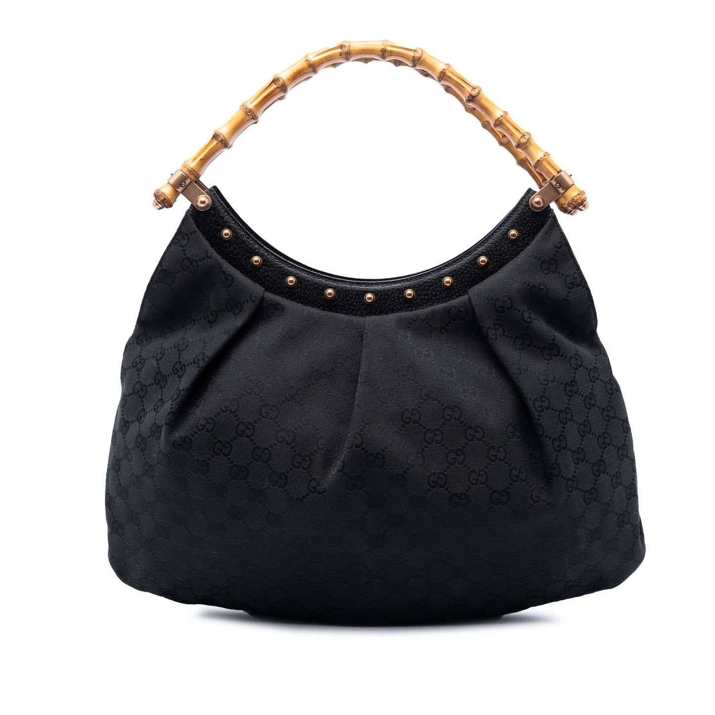 Gucci GG Canvas Bamboo Studded Hobo