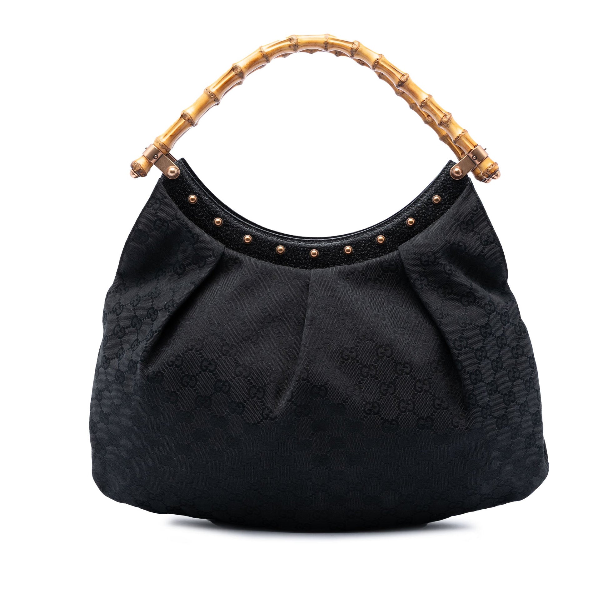 Gucci GG Canvas Bamboo Studded Hobo