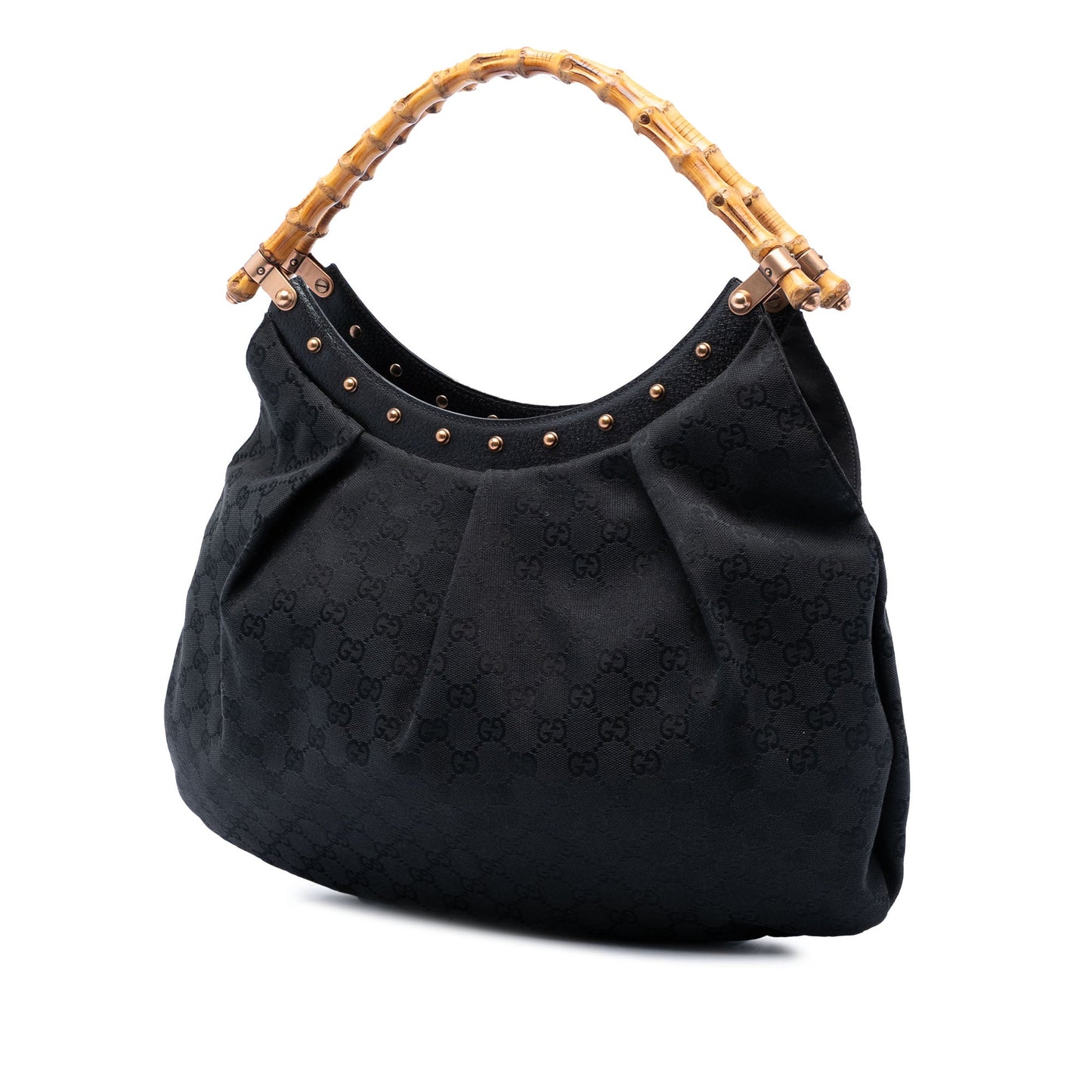 Gucci GG Canvas Bamboo Studded Hobo