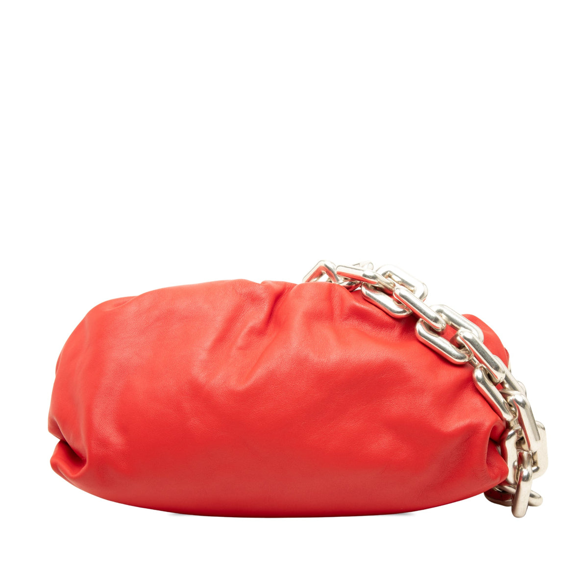 Bottega Veneta Lambskin Chain Pouch — Red