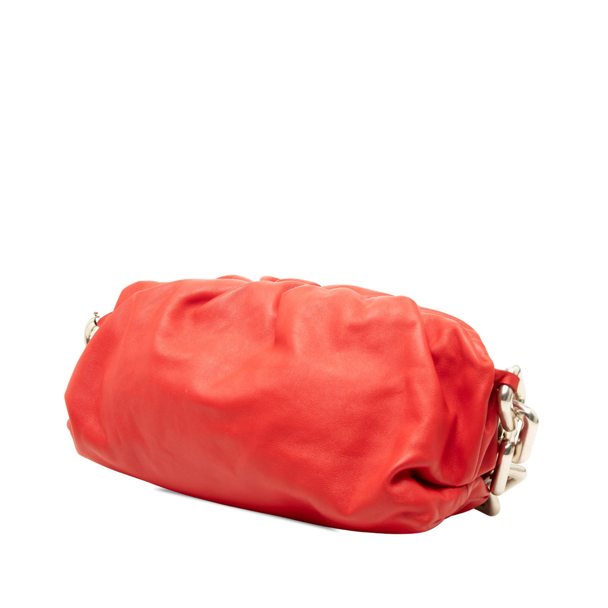 Bottega Veneta Lambskin Chain Pouch — Red