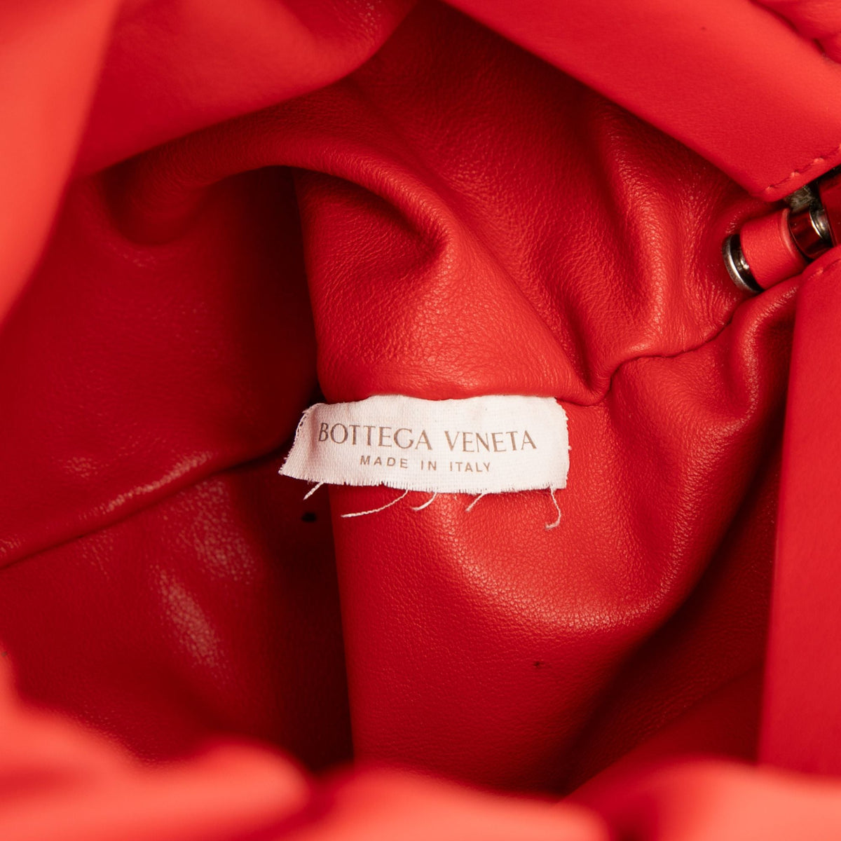 Bottega Veneta Lambskin Chain Pouch — Red