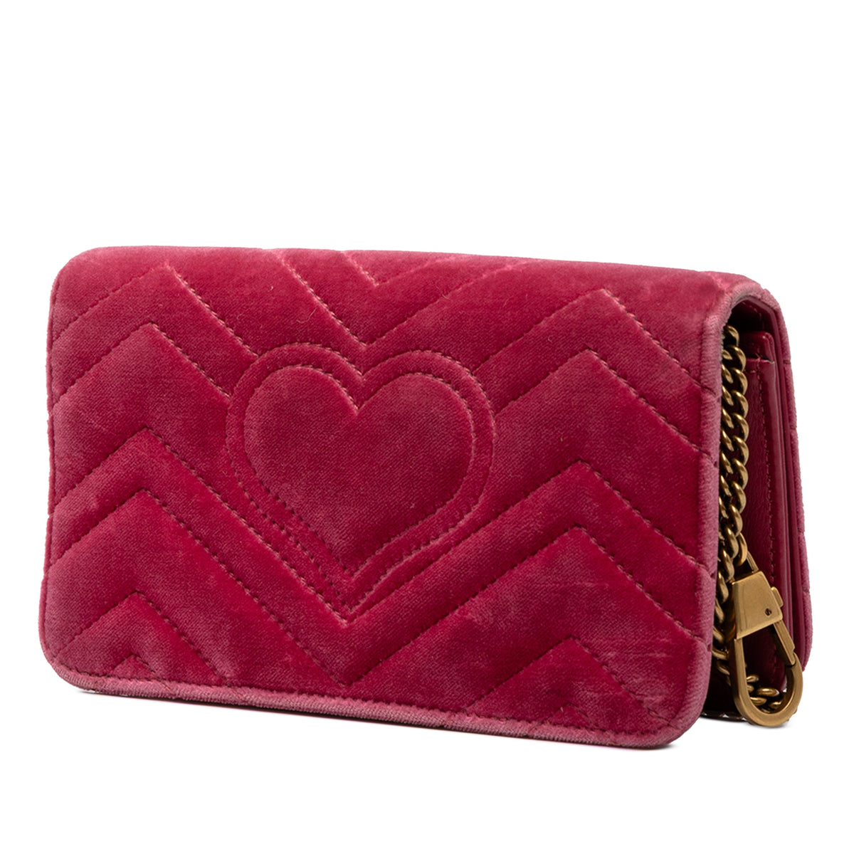 Gucci Mini GG Marmont Embroidered Matelasse Velvet Love Wallet On Chain