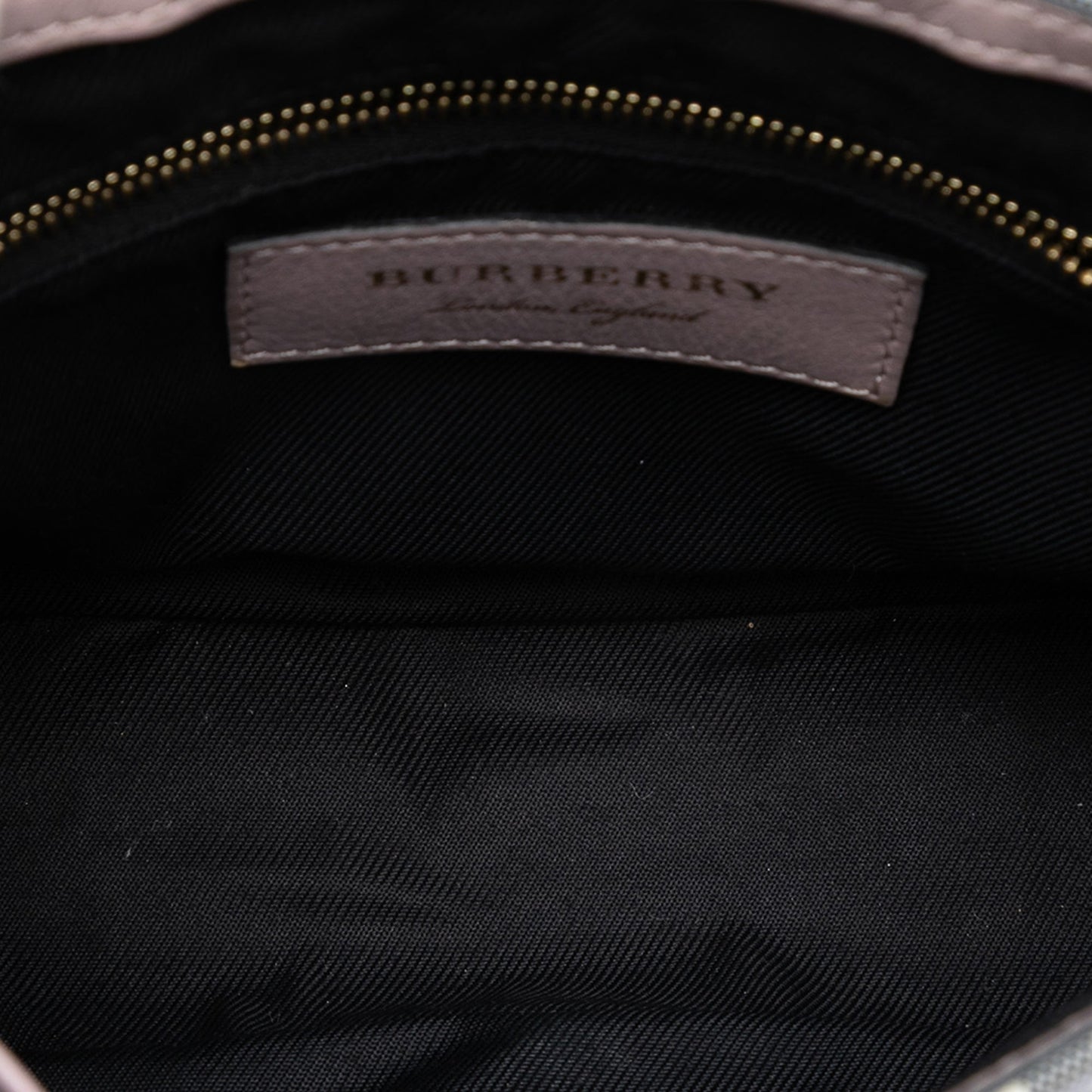 Burberry Small Haymarket Check Nylon and Leather Dickens Crossbody