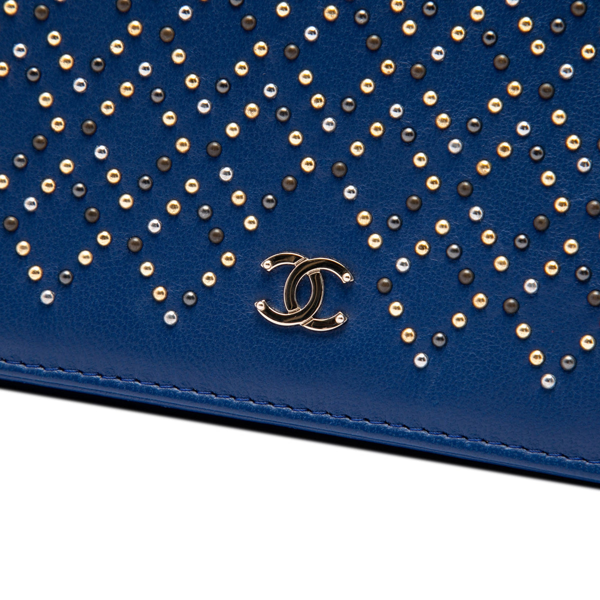 Chanel CC Lambskin Studded Wallet On Chain