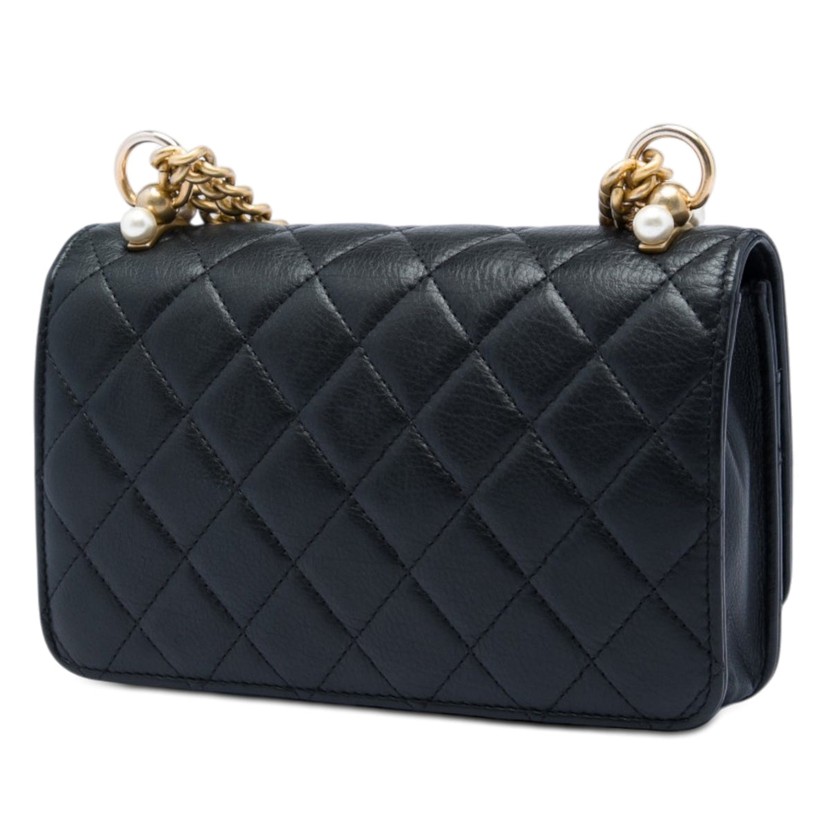 Chanel CC Quilted Lambskin Pearl Wallet on Chain