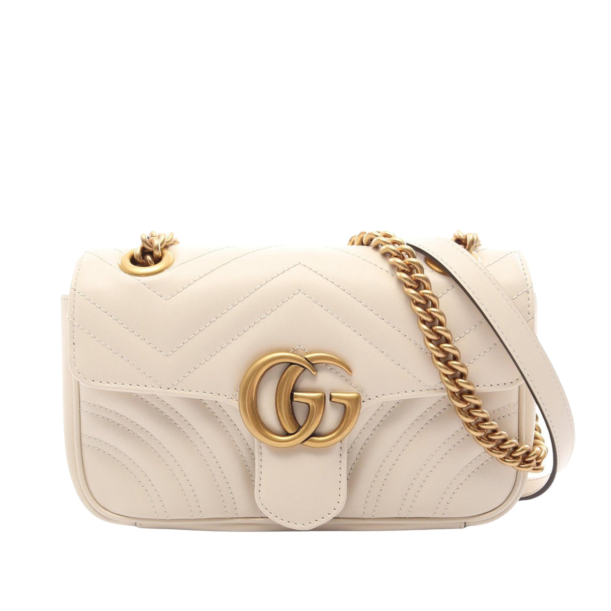 Gucci Small GG Marmont Matelasse Calfskin Shoulder Bag — White