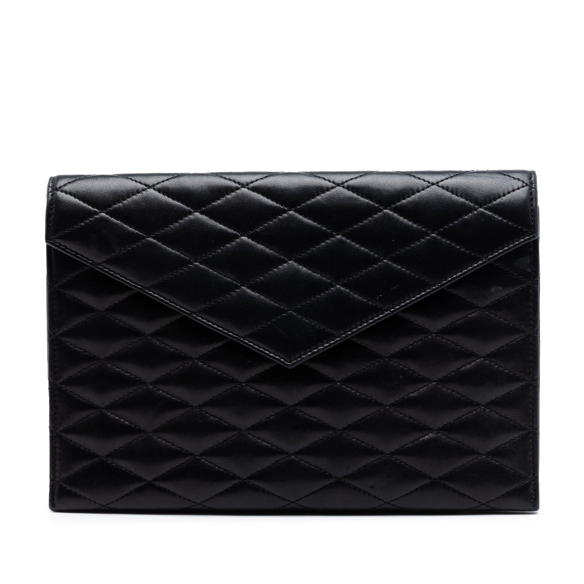 Saint Laurent Quilted Lambskin Envelope Pouch