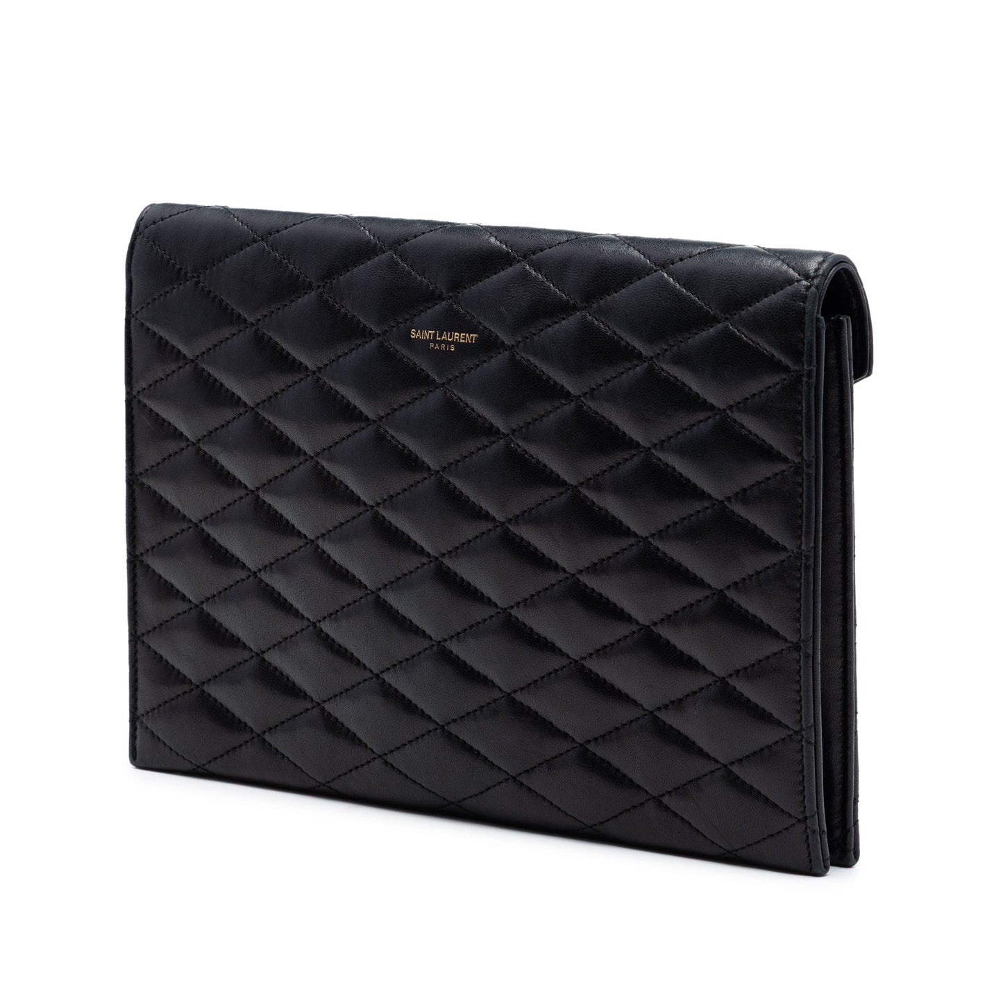 Saint Laurent Quilted Lambskin Envelope Pouch