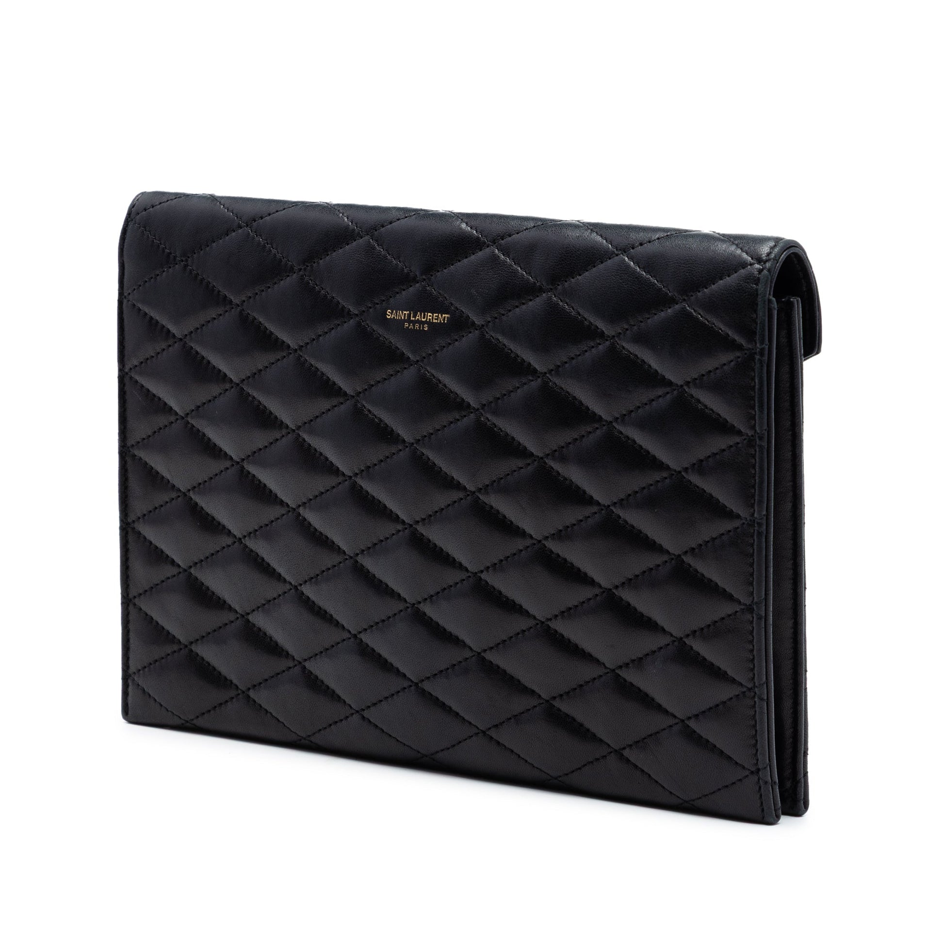 Saint Laurent Quilted Lambskin Envelope Pouch