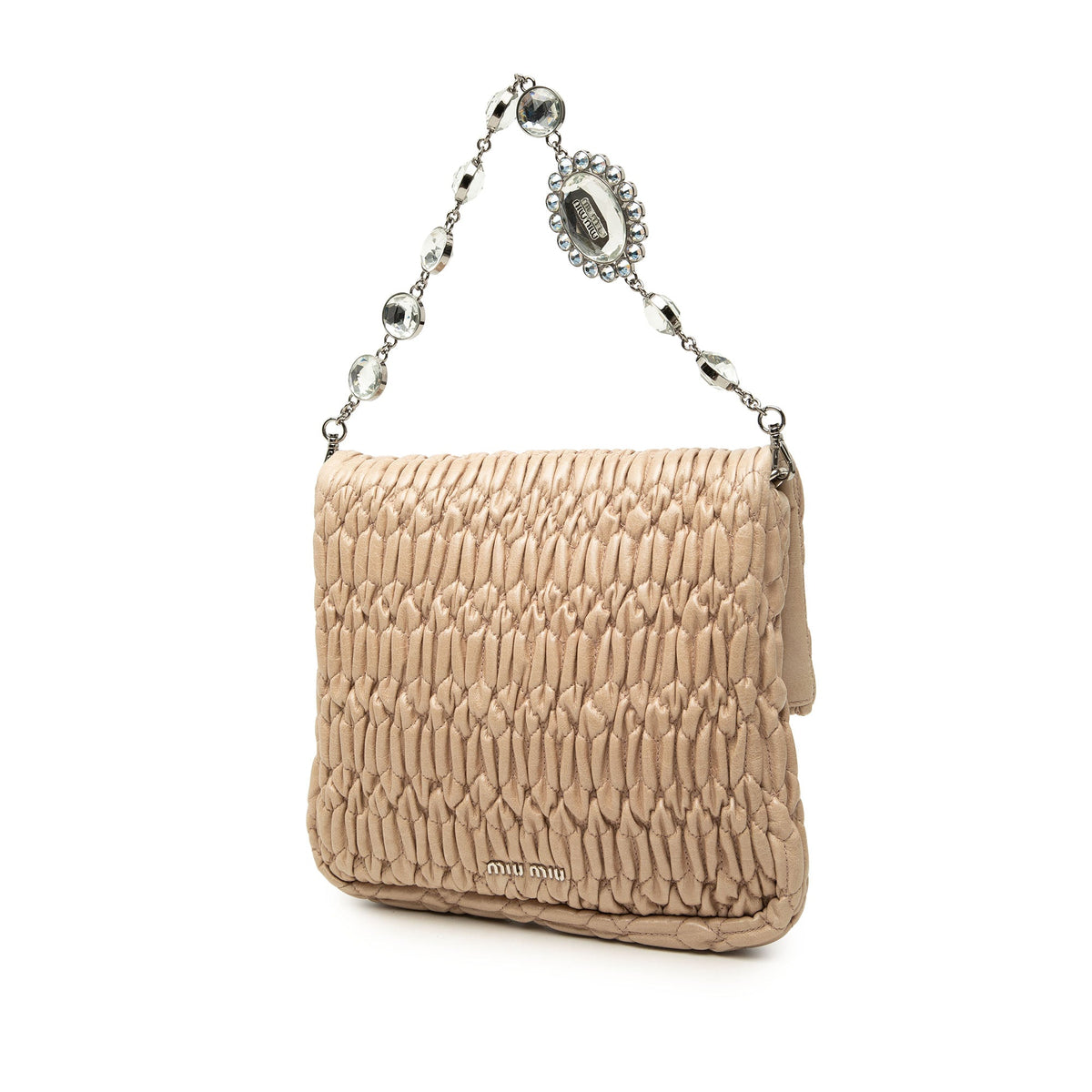 Miu Miu Matelasse Nappa Crystal Chain Satchel