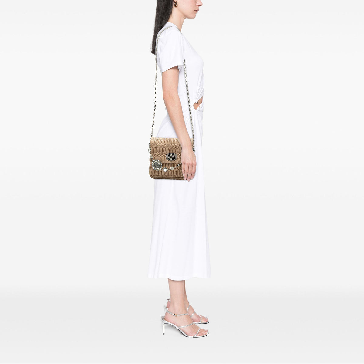 Miu Miu Matelasse Nappa Crystal Chain Satchel