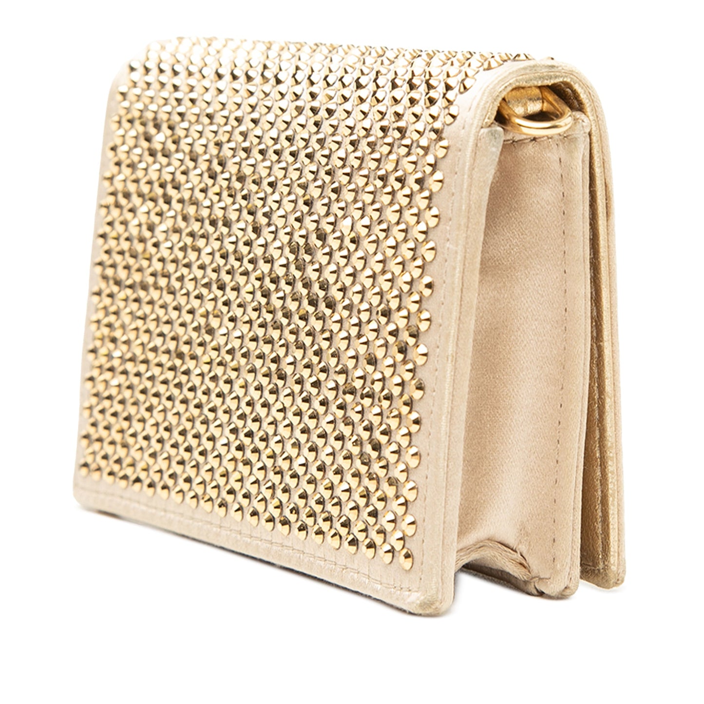Prada Crystal Embellished Satin Card Holder with Chain