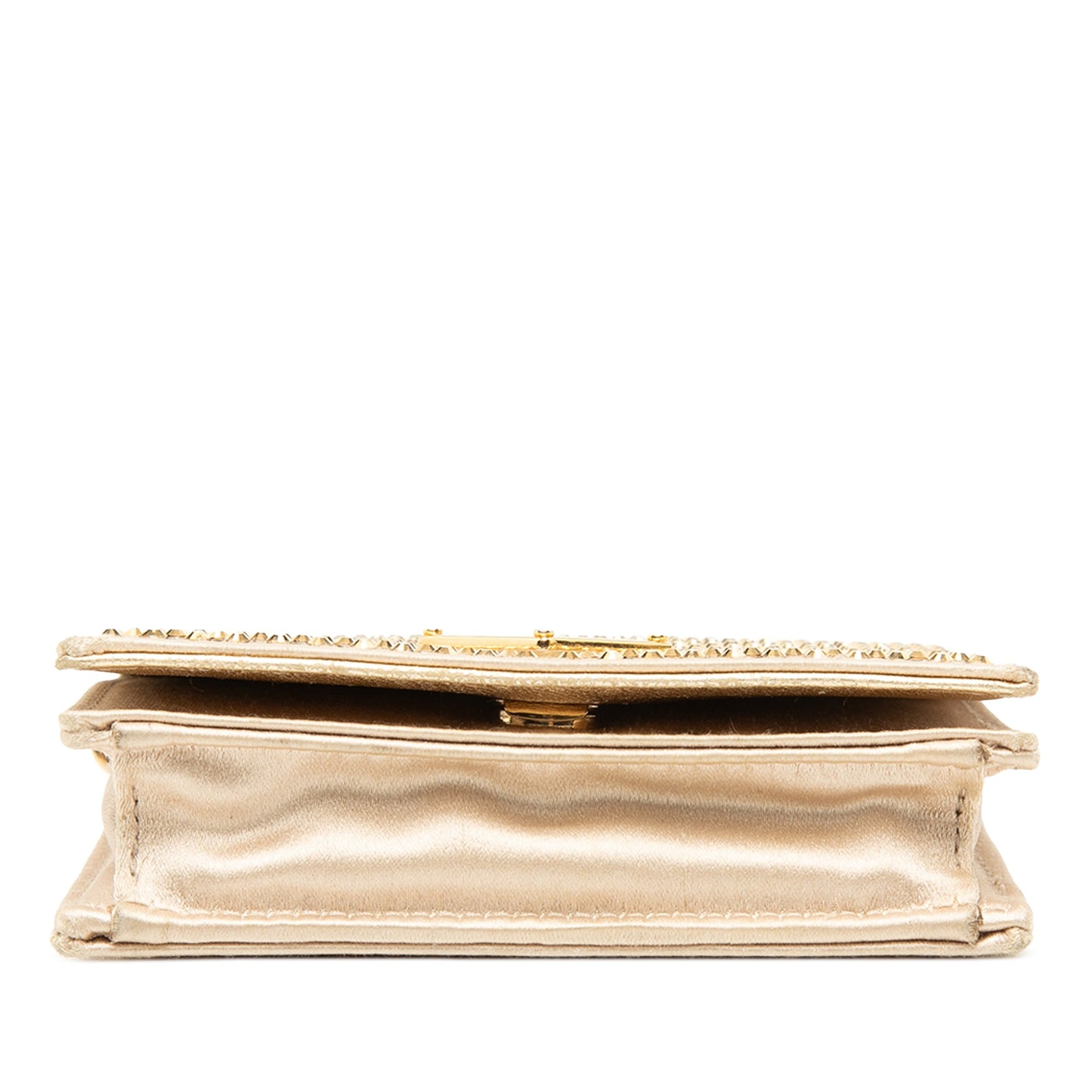 Prada Crystal Embellished Satin Card Holder with Chain