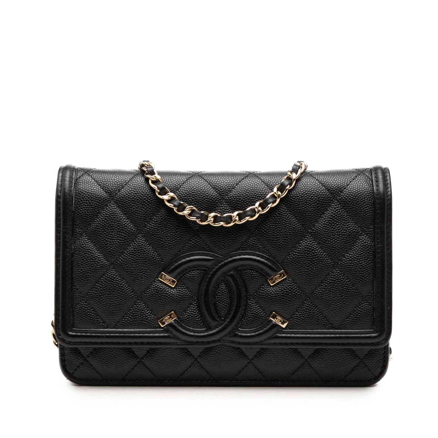 Chanel Caviar CC Filigree Wallet On Chain