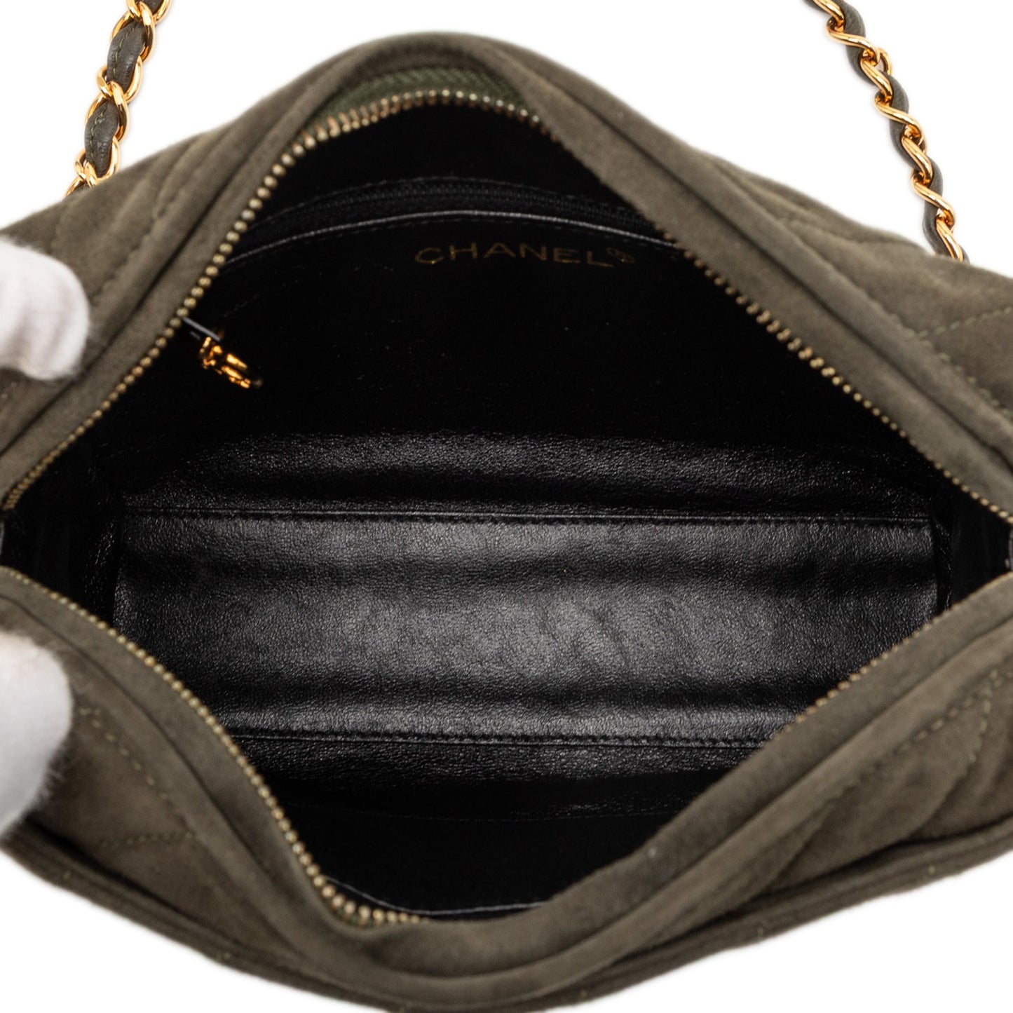 Chanel CC Diagonal Quilted Suede Tassel Diamond Camera Bag