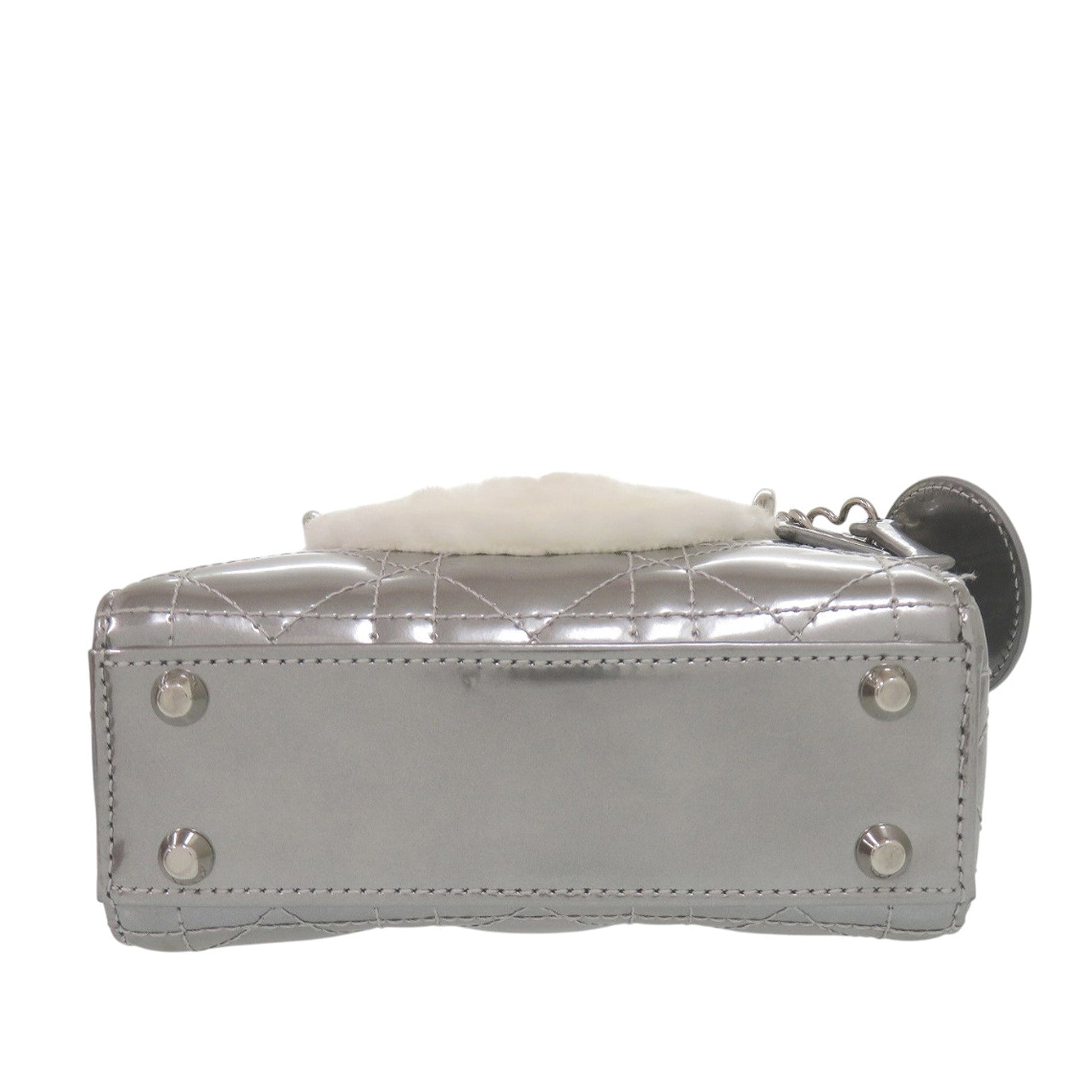 Dior Micro Metallic Patent Cannage Bear Lady Dior