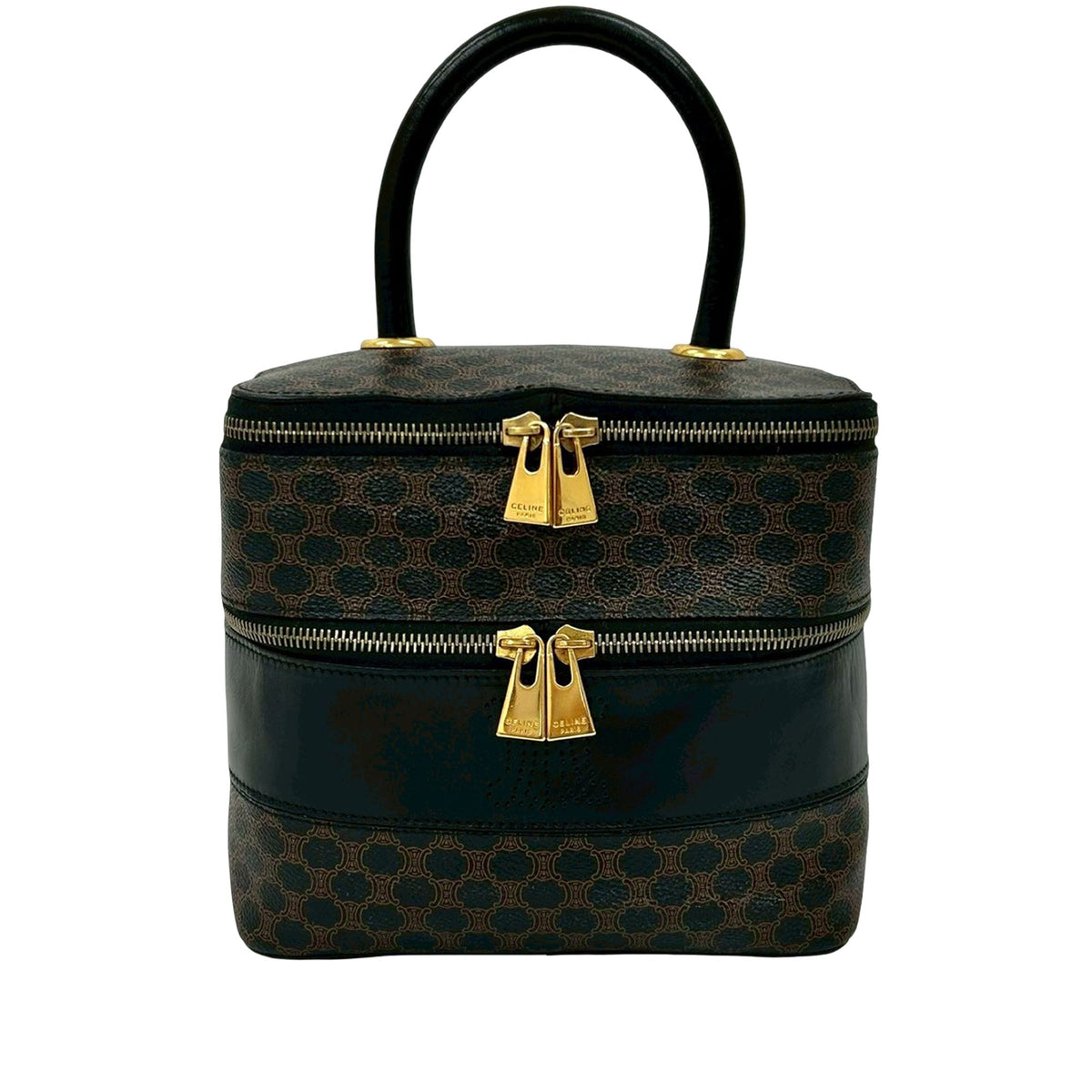 Celine Macadam Coated Canvas Double Zip Vanity Bag