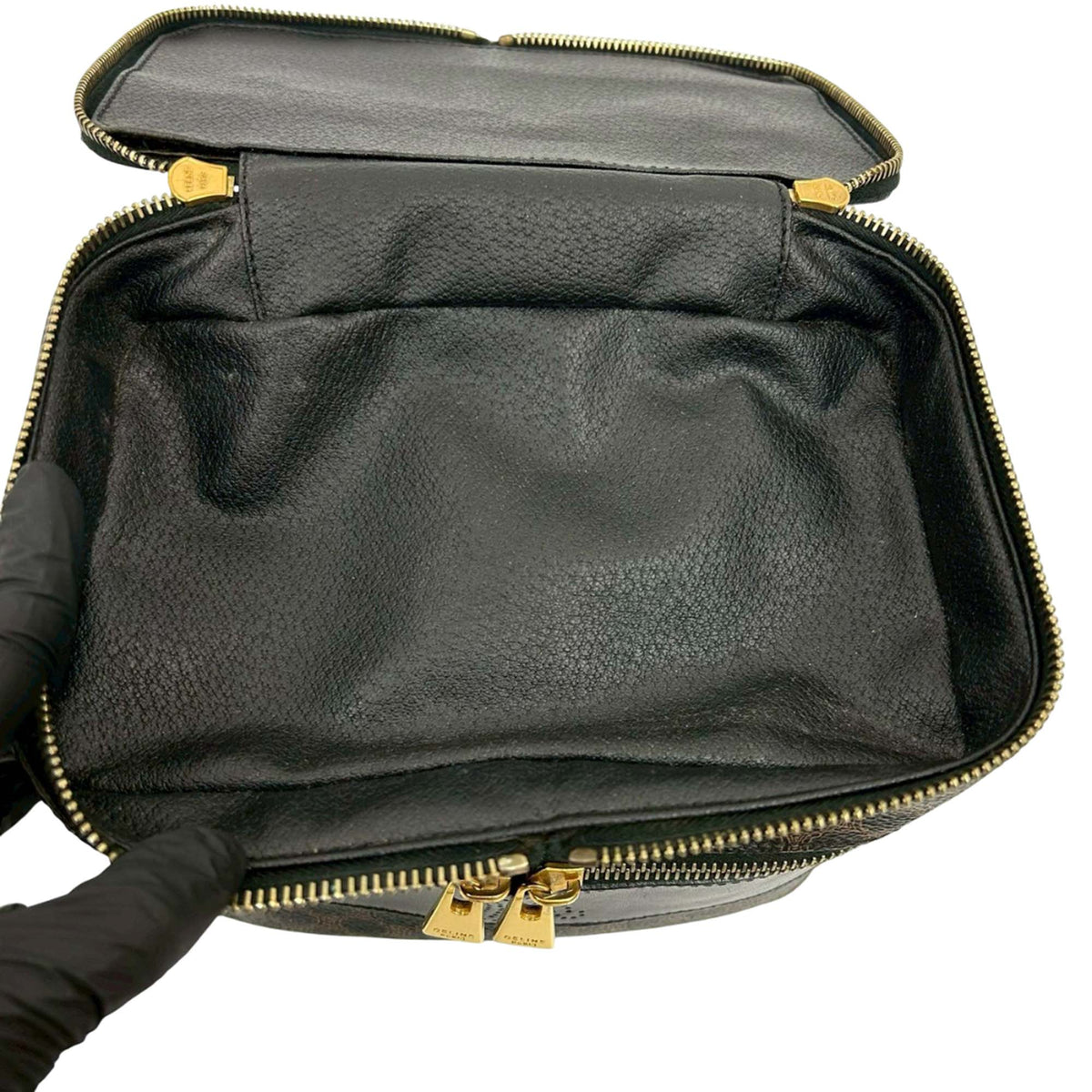 Celine Macadam Coated Canvas Double Zip Vanity Bag
