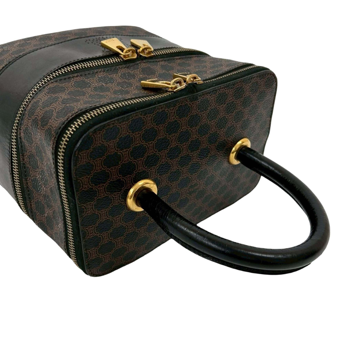 Celine Macadam Coated Canvas Double Zip Vanity Bag