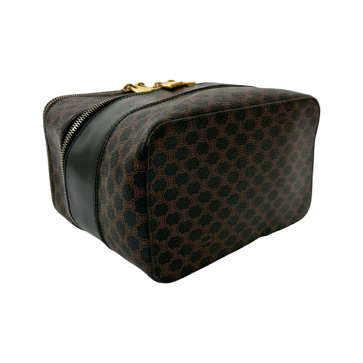 Celine Macadam Coated Canvas Double Zip Vanity Bag