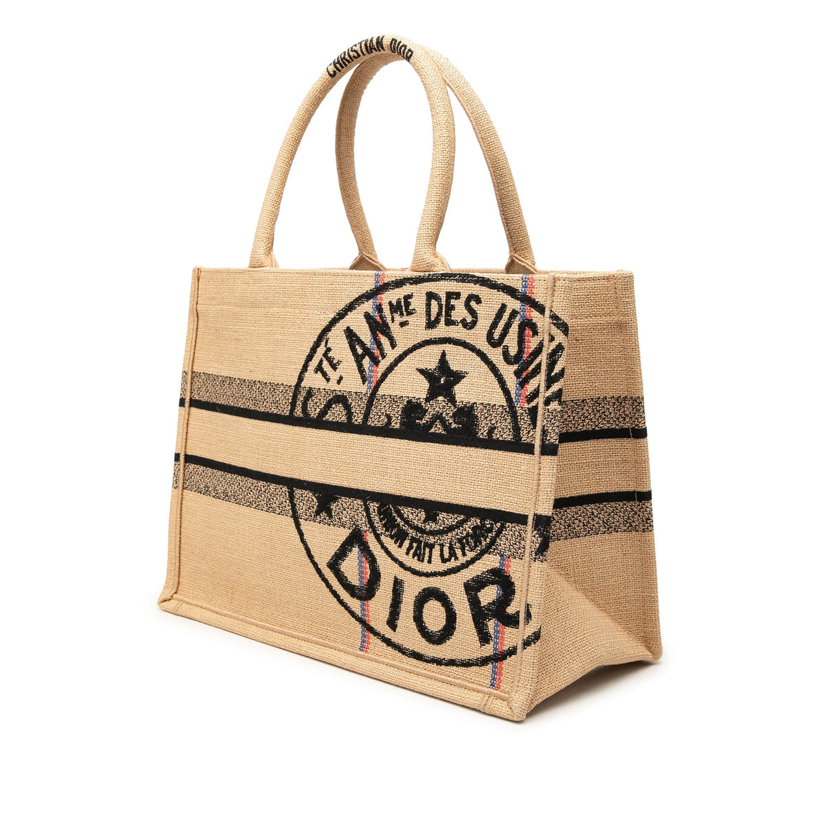 Dior Medium Jute Embroidered Book Tote — Beige