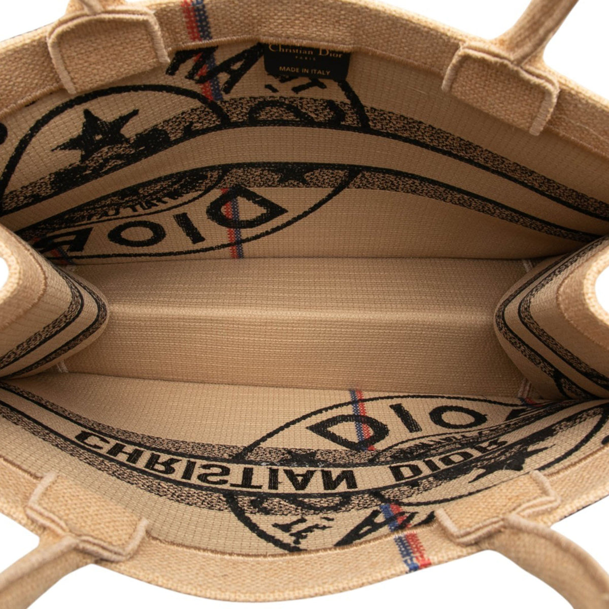 Dior Medium Jute Embroidered Book Tote — Beige
