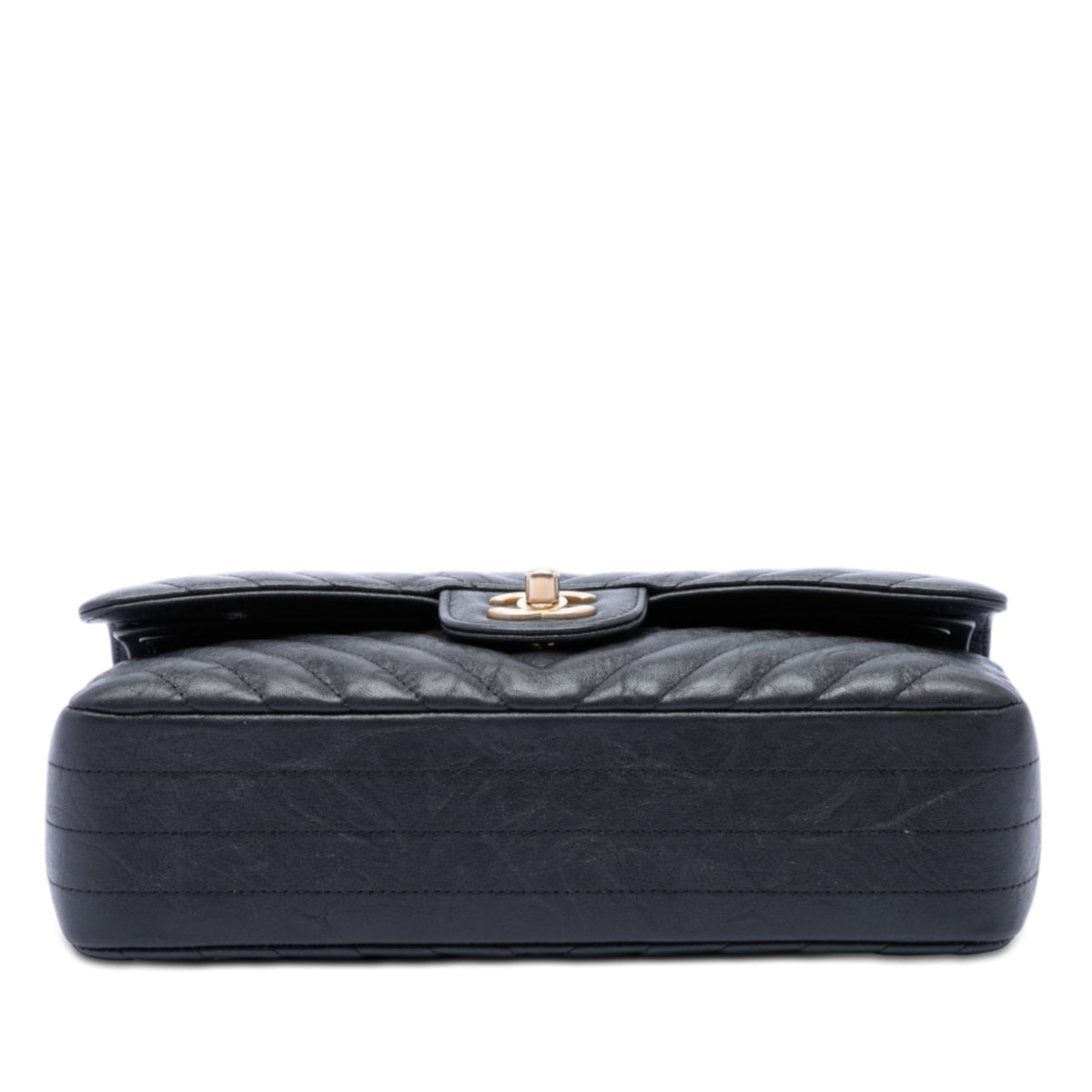 Chanel Medium Classic Chevron Crumpled Calfskin Double Flap