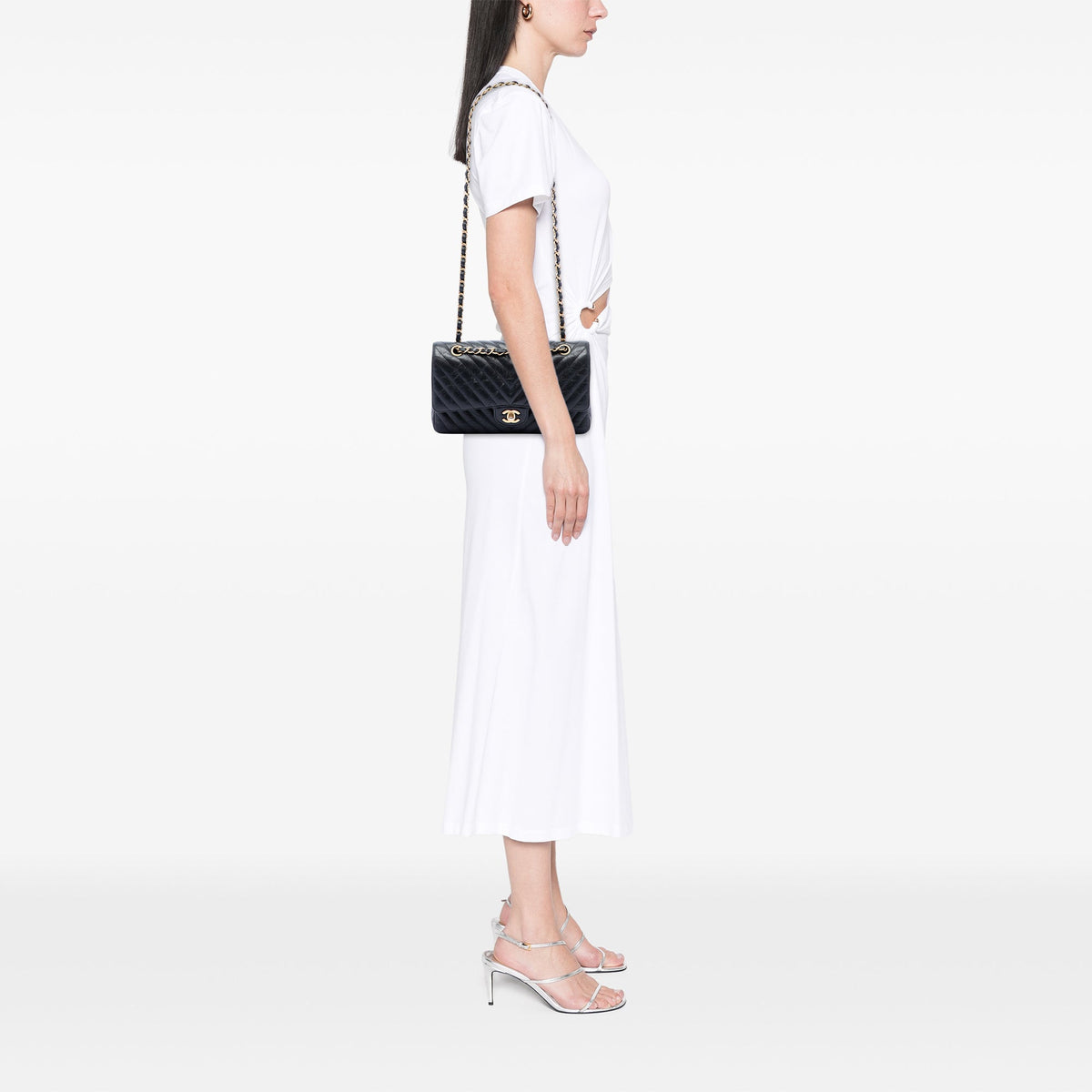 Chanel Medium Classic Chevron Crumpled Calfskin Double Flap