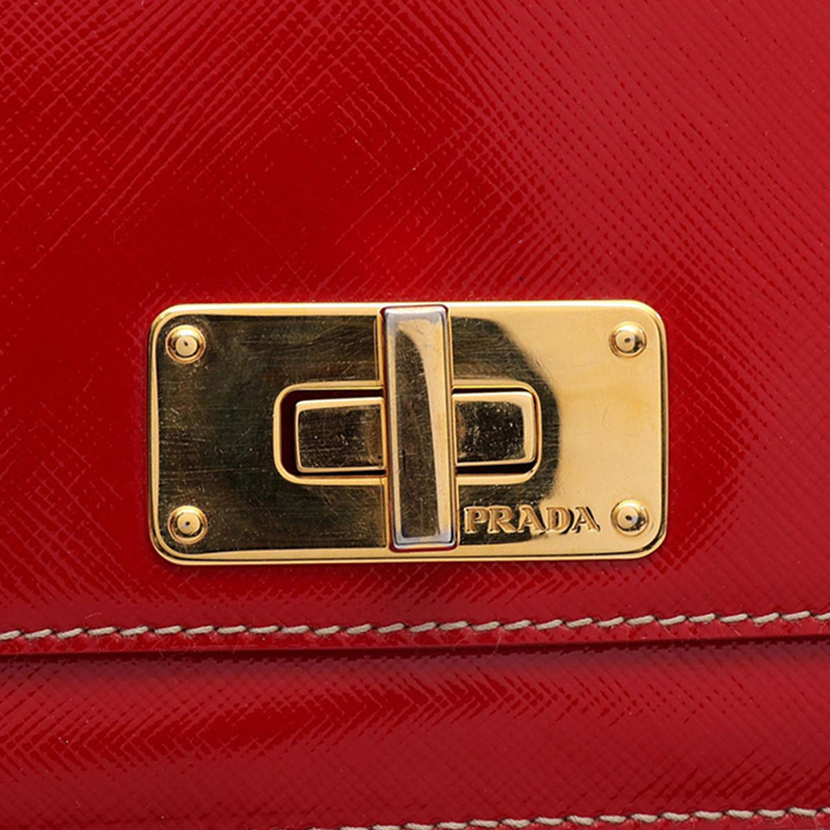 Prada Saffiano Vernice Crossbody — Red