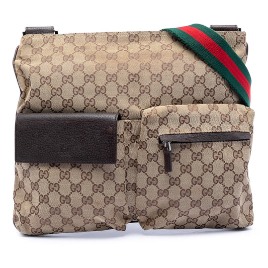 Gucci GG Canvas Web Double Pocket Crossbody