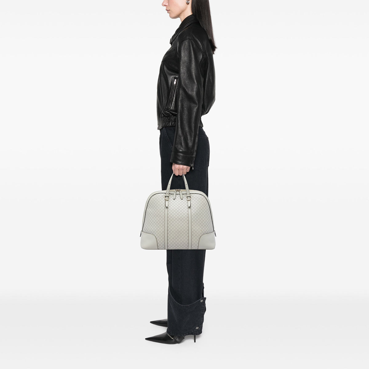 Gucci Large Microguccissima Nice Dome Top Handle Bag — White