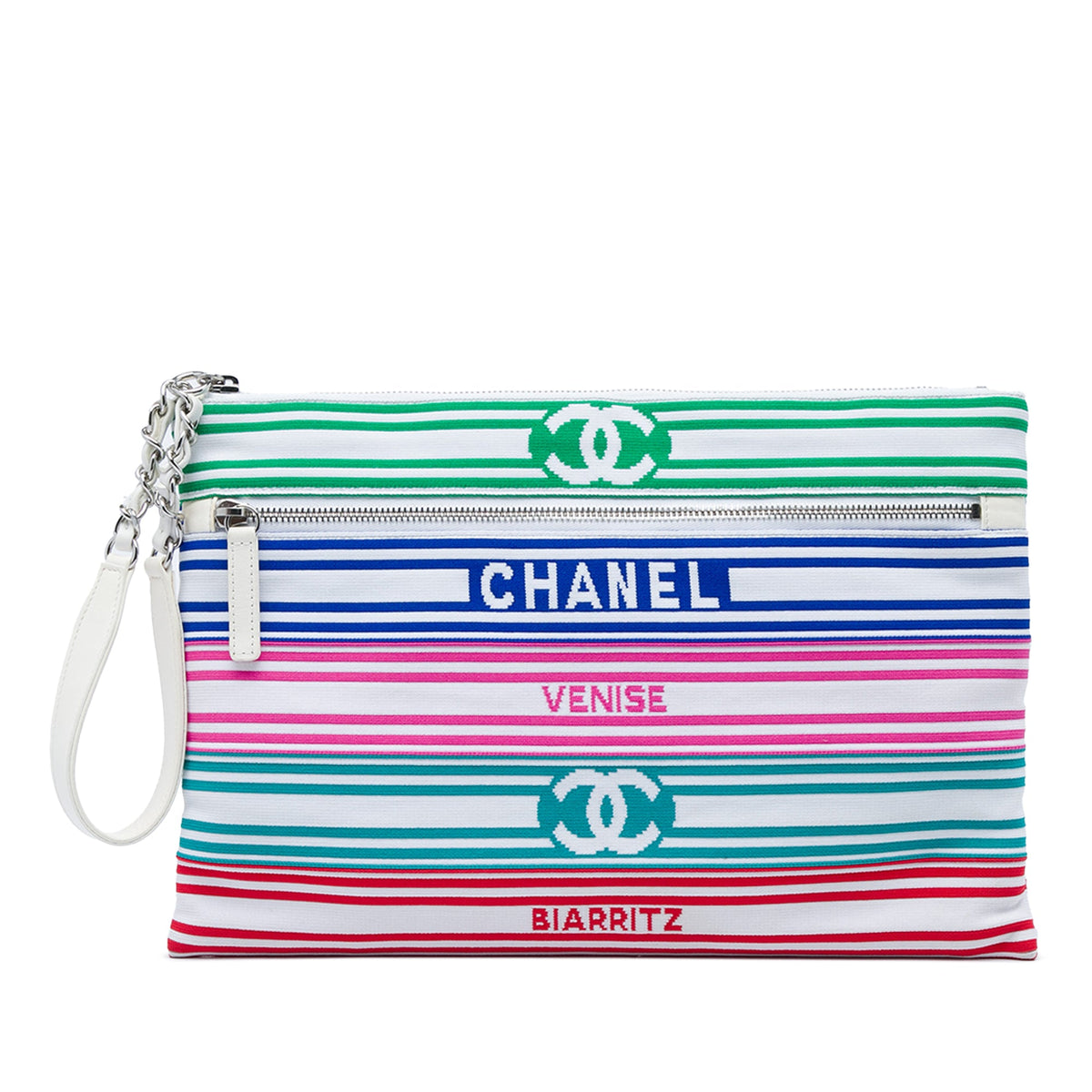 Chanel Venise Biarritz Mixed Fibers Clutch — White