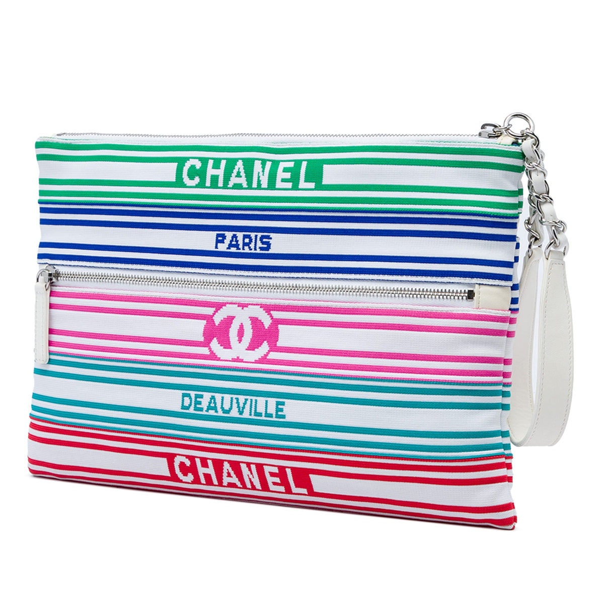 Chanel Venise Biarritz Mixed Fibers Clutch — White