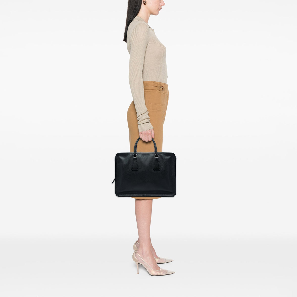 Prada Saffiano Business Bag — Black
