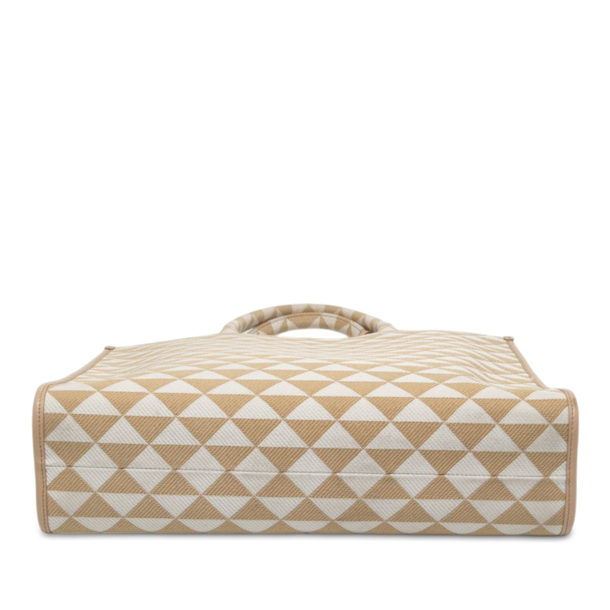 Prada Large Triangolo Jacquard Symbole Tote — Beige