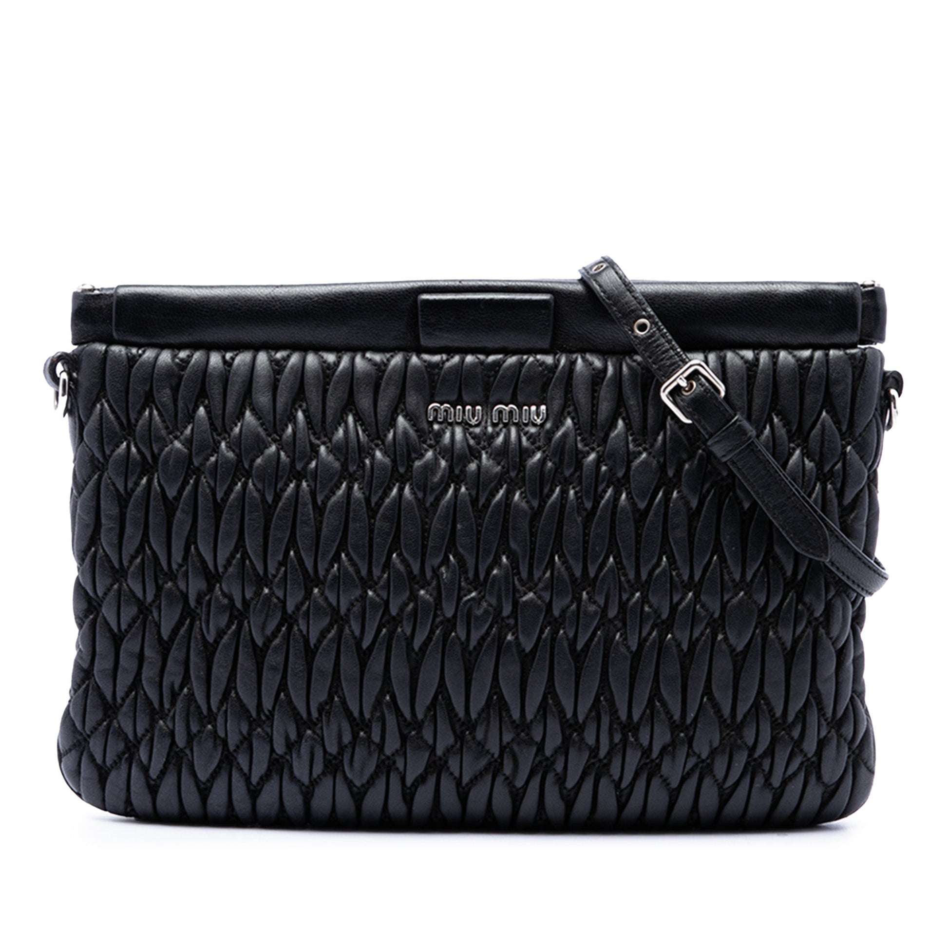 Miu Miu Matelasse Nappa Frame Clutch with Strap