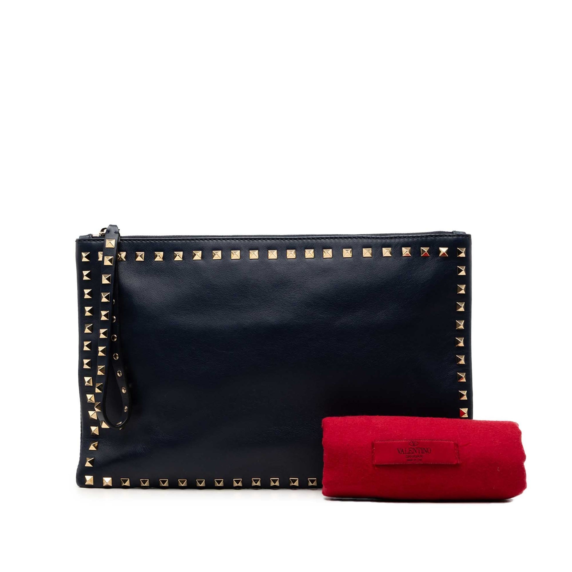 Valentino Leather Rockstud Clutch