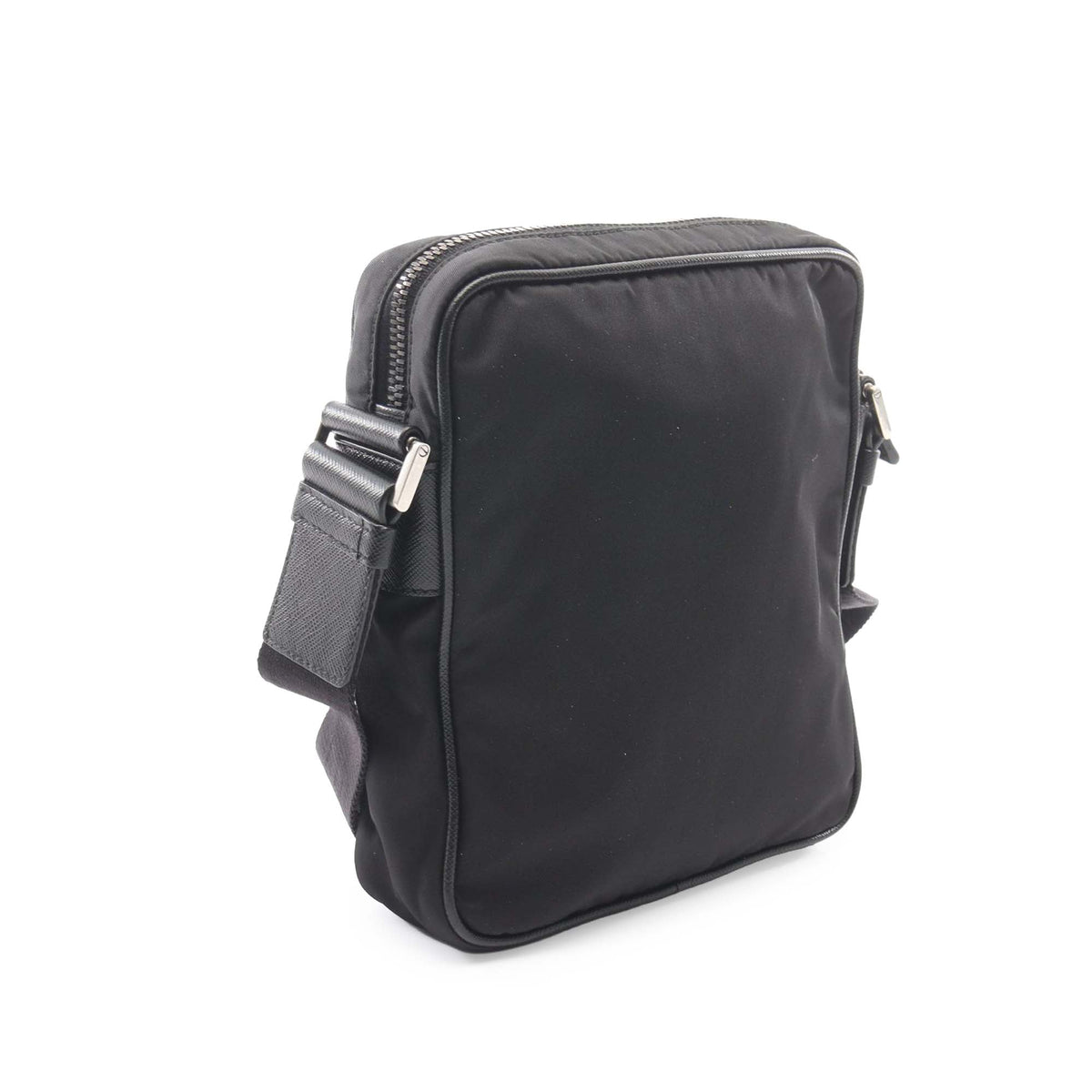 Prada Saffiano Trimmed Re Nylon Zip Top Crossbody